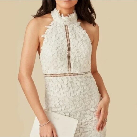 BARDOT Gemma White Lace Sleeveless Halter Midi Dress Size XS Bridal Wedding - Picture 2 of 8